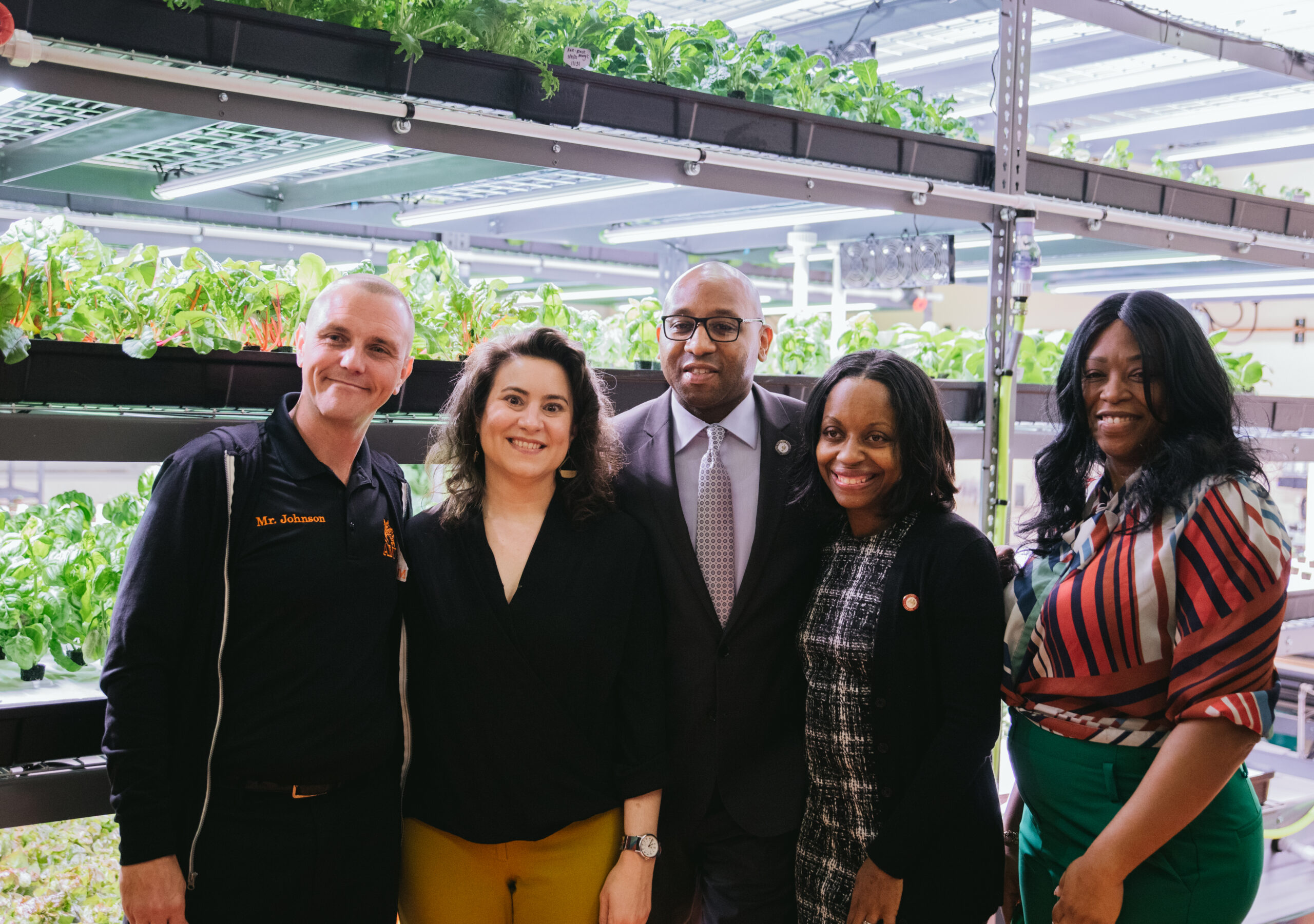 (From l. to r.) Academy of Medical Technology Principal (AMT) William Johnson, Teens for Justice Deputy Director Gabrielle Mosquera, Queens Borough President Donovan Richards, Council member Selvena Brooks-Powers and Principal Frederick Douglas VI Tenesha Worley (Photo by Jessica DiMento)